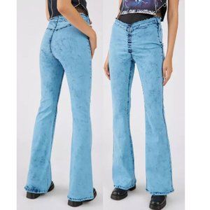 BDG Ruched V Front Low Rise  Blue Flare Jean